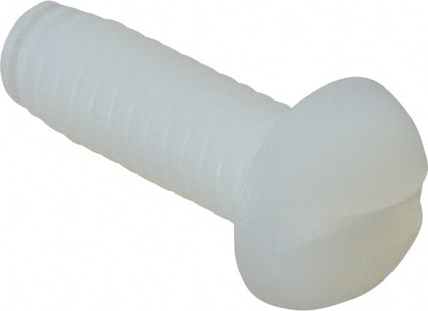 Made in USA - #8-32 UNC, 1/2" Length Under Head Slotted Drive Machine Screw - Round Head, Grade 6/6 Nylon, Uncoated, Without Washer - Exact Tooling