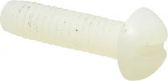 Made in USA - #8-32 UNC, 5/8" Length Under Head Slotted Drive Machine Screw - Round Head, Grade 6/6 Nylon, Uncoated, Without Washer - Exact Tooling