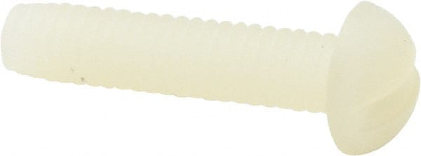 Made in USA - #8-32 UNC, 3/4" Length Under Head Slotted Drive Machine Screw - Round Head, Grade 6/6 Nylon, Uncoated, Without Washer - Exact Tooling