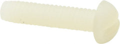 Made in USA - #8-32 UNC, 3/4" Length Under Head Slotted Drive Machine Screw - Round Head, Grade 6/6 Nylon, Uncoated, Without Washer - Exact Tooling