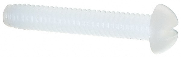 Made in USA - #8-32 UNC, 1" Length Under Head Slotted Drive Machine Screw - Round Head, Grade 6/6 Nylon, Uncoated, Without Washer - Exact Tooling