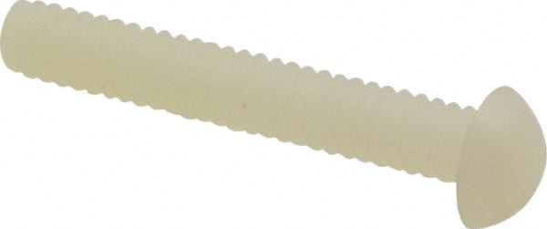 Made in USA - #10-24 UNC, 1-1/4" Length Under Head Slotted Drive Machine Screw - Round Head, Grade 6/6 Nylon, Uncoated, Without Washer - Exact Tooling
