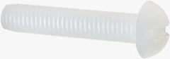 Made in USA - #10-32 UNF, 1" Length Under Head Slotted Drive Machine Screw - Round Head, Grade 6/6 Nylon, Uncoated, Without Washer - Exact Tooling