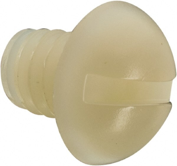 Made in USA - 1/4-20 UNC, 5/16" Length Under Head Slotted Drive Machine Screw - Round Head, Grade 6/6 Nylon, Uncoated, Without Washer - Exact Tooling
