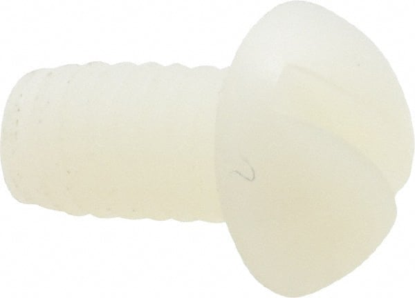 Made in USA - 1/4-20 UNC, 1/2" Length Under Head Slotted Drive Machine Screw - Round Head, Grade 6/6 Nylon, Uncoated, Without Washer - Exact Tooling