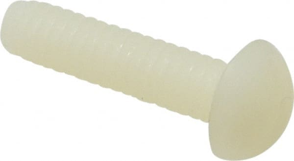 Made in USA - 1/4-20 UNC, 1" Length Under Head Slotted Drive Machine Screw - Round Head, Grade 6/6 Nylon, Uncoated, Without Washer - Exact Tooling