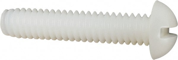 Made in USA - 1/4-20 UNC, 1-1/4" Length Under Head Slotted Drive Machine Screw - Round Head, Grade 6/6 Nylon, Uncoated, Without Washer - Exact Tooling