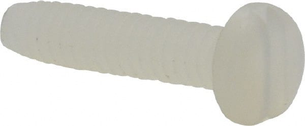 Made in USA - #2-56 UNC, 3/8" Length Under Head Slotted Drive Machine Screw - Pan Head, Grade 6/6 Nylon, Uncoated, Without Washer - Exact Tooling
