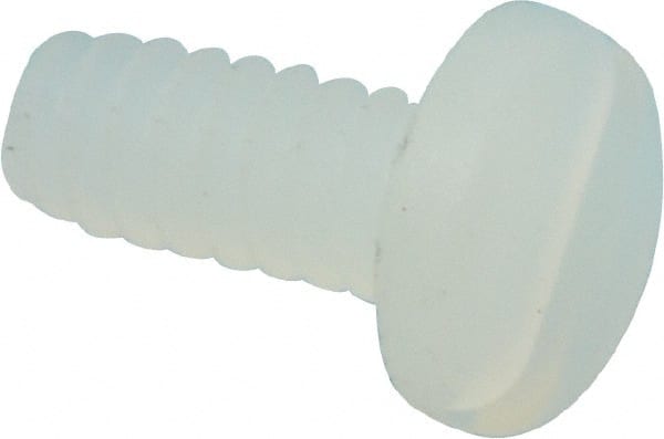 Made in USA - #4-40 UNC, 1/4" Length Under Head Slotted Drive Machine Screw - Pan Head, Grade 6/6 Nylon, Uncoated, Without Washer - Exact Tooling
