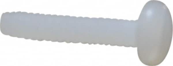 Made in USA - #4-40 UNC, 1/2" Length Under Head Slotted Drive Machine Screw - Pan Head, Grade 6/6 Nylon, Uncoated, Without Washer - Exact Tooling