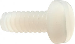 Made in USA - #6-32 UNC, 3/8" Length Under Head Slotted Drive Machine Screw - Pan Head, Grade 6/6 Nylon, Uncoated, Without Washer - Exact Tooling