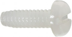 Made in USA - #6-32 UNC, 7/16" Length Under Head Slotted Drive Machine Screw - Pan Head, Grade 6/6 Nylon, Uncoated, Without Washer - Exact Tooling