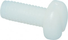 Made in USA - #10-32 UNF, 1/2" Length Under Head Slotted Drive Machine Screw - Pan Head, Grade 6/6 Nylon, Uncoated, Without Washer - Exact Tooling
