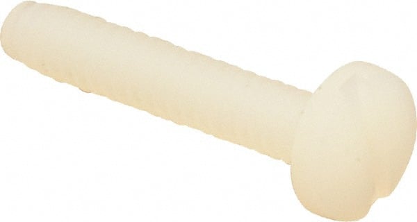 Made in USA - #6-32 UNC, 3/4" Length Under Head Slotted Drive Machine Screw - Binding Head, Grade 6/6 Nylon, Uncoated, Without Washer - Exact Tooling
