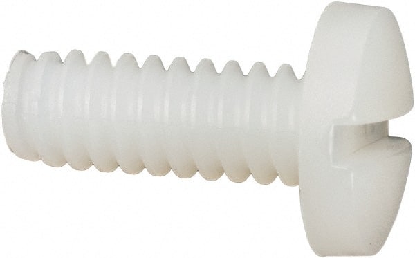 Made in USA - #10-24 UNC, 1/2" Length Under Head Slotted Drive Machine Screw - Binding Head, Grade 6/6 Nylon, Uncoated, Without Washer - Exact Tooling