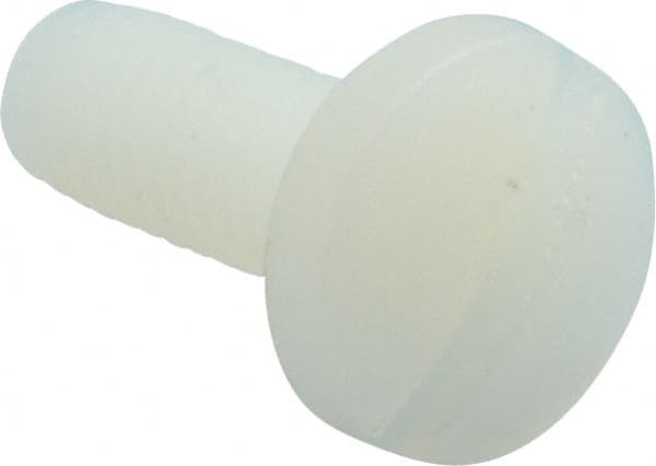 Made in USA - #10-32 UNF, 1/2" Length Under Head Slotted Drive Machine Screw - Binding Head, Grade 6/6 Nylon, Uncoated, Without Washer - Exact Tooling