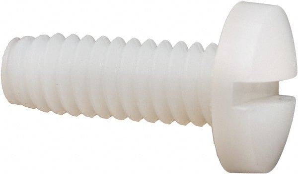 Made in USA - 1/4-20 UNC, 3/4" Length Under Head Slotted Drive Machine Screw - Binding Head, Grade 6/6 Nylon, Uncoated, Without Washer - Exact Tooling