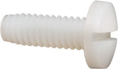 Made in USA - 1/4-20 UNC, 3/4" Length Under Head Slotted Drive Machine Screw - Binding Head, Grade 6/6 Nylon, Uncoated, Without Washer - Exact Tooling