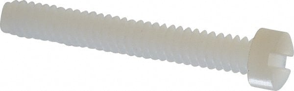 Made in USA - #6-32 UNC, 1" Length Under Head Slotted Drive Machine Screw - Fillister Head, Grade 6/6 Nylon, Uncoated, Without Washer - Exact Tooling