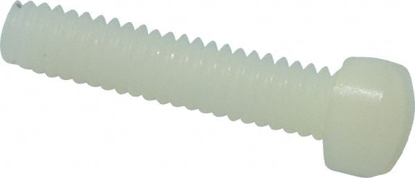 Made in USA - #8-32 UNC, 3/4" Length Under Head Slotted Drive Machine Screw - Fillister Head, Grade 6/6 Nylon, Uncoated, Without Washer - Exact Tooling