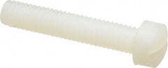 Made in USA - #10-32 UNF, 1" Length Under Head Slotted Drive Machine Screw - Fillister Head, Grade 6/6 Nylon, Uncoated, Without Washer - Exact Tooling
