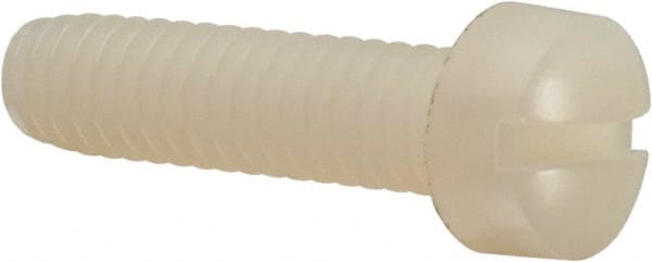 Made in USA - 1/4-20 UNC, 1" Length Under Head Slotted Drive Machine Screw - Fillister Head, Grade 6/6 Nylon, Uncoated, Without Washer - Exact Tooling