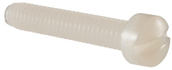 Made in USA - 1/4-20 UNC, 1-1/2" Length Under Head Slotted Drive Machine Screw - Fillister Head, Grade 6/6 Nylon, Uncoated, Without Washer - Exact Tooling