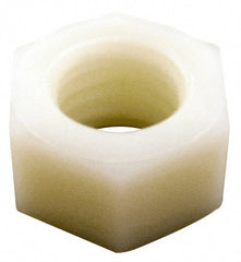 Made in USA - #6-32 UNC Nylon Right Hand Hex Nut - 7.75mm Across Flats, 3.05mm High, Uncoated - Exact Tooling