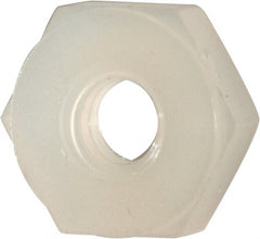 Made in USA - #4-40 UNC Nylon Right Hand Hex Nut - 1/4" Across Flats, 2.54mm High, Uncoated - Exact Tooling