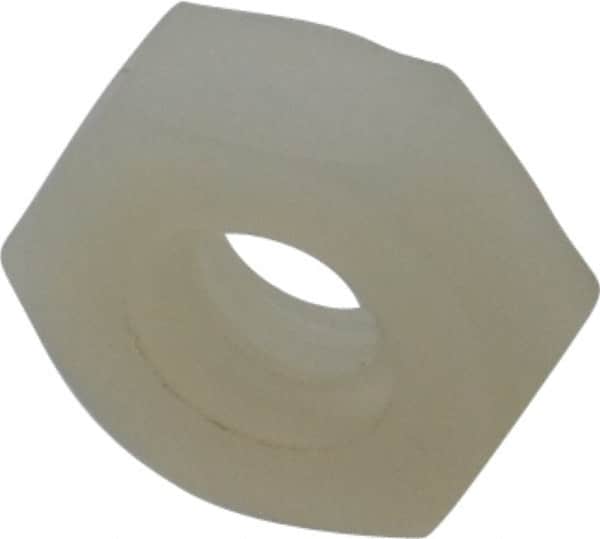 Made in USA - #10-24 UNC Nylon Right Hand Hex Nut - 9.27mm Across Flats, 3.43mm High, Uncoated - Exact Tooling