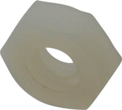 Made in USA - #10-24 UNC Nylon Right Hand Hex Nut - 9.27mm Across Flats, 3.43mm High, Uncoated - Exact Tooling