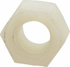 Made in USA - 3/8-16 UNC Nylon Right Hand Hex Nut - 14.22mm Across Flats, 8.38mm High, Uncoated - Exact Tooling