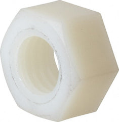 Made in USA - 1/2-13 UNC Nylon Right Hand Hex Nut - 3/4" Across Flats, 10.92mm High, Uncoated - Exact Tooling