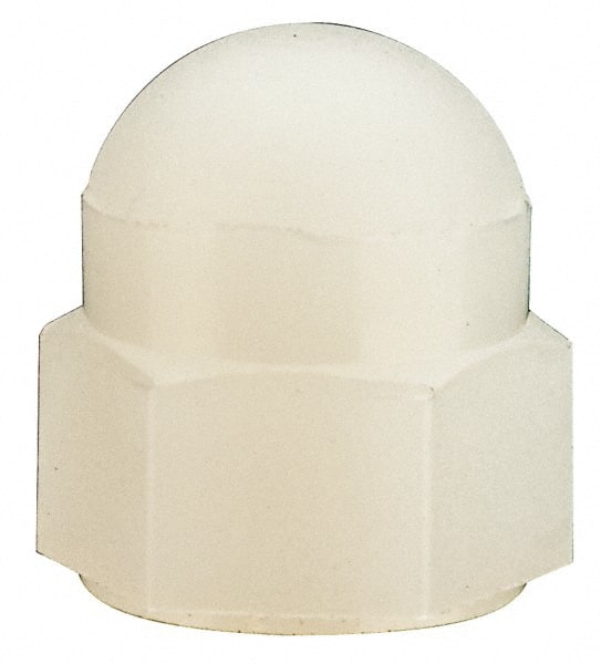 Made in USA - #10-24 UNC, 3/8" Width Across Flats, Uncoated Nylon Acorn Nut - 13/32" Overall Height - Exact Tooling