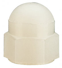 Made in USA - #10-24 UNC, 3/8" Width Across Flats, Uncoated Nylon Acorn Nut - 13/32" Overall Height - Exact Tooling