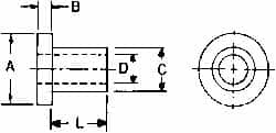 Made in USA - #2 Screw, 1/8" Shoulder Length, Nylon Shoulder Washer - Natural, 0.181" Flange Diam, 3/64" Flange Thickness, 0.09" ID, 0.12" OD - Exact Tooling