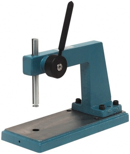 JT&M - 5/8" Ram, 6" Throat Depth, 1/4 Ton Manual Arbor Press - 5" Max Work Height x 12" Max Work Width, 12:1 Leverage Ratio, 5" Base Width x 12" Base Depth - Exact Tooling