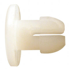 Made in USA - 0.11" Hole Diam, 1.016" OAL, Split Shank, Nylon Panel Rivet - 0.953" Length Under Head, 13/16" Material Thickness, 1/4" Head Diam - Exact Tooling