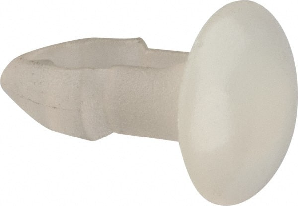 Made in USA - 1/8" to 1/8" Hole Diam, Keyhole Shank, Nylon Panel Rivet - 5/32" Material Thickness, 1/4" Head Diam - Exact Tooling