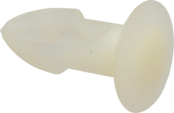 Made in USA - 1/4" to 1/4" Hole Diam, Keyhole Shank, Nylon Panel Rivet - 3/8" Material Thickness, 1/2" Head Diam - Exact Tooling