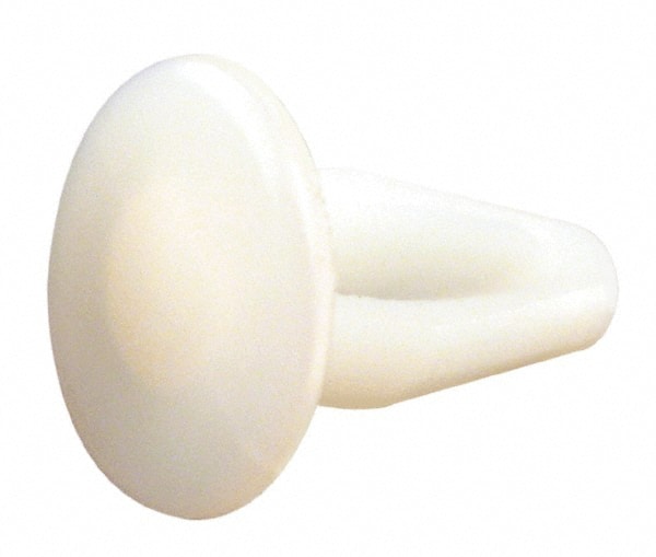 Made in USA - 1/4" to 0.26" Hole Diam, Arrow Shank, Nylon Panel Rivet - 0.63" Length Under Head, 1/8" to 1/4" Material Thickness, 1/2" Head Diam - Exact Tooling