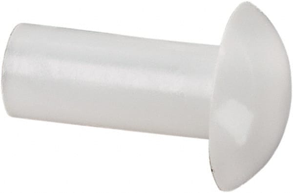 Made in USA - 1/8" Body Diam, Round Acetal Solid Rivet - 5/16" Length Under Head, 1/4" Head Diam x 0.068" Head Height - Exact Tooling