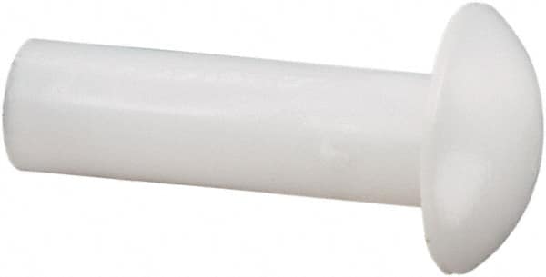 Made in USA - 1/8" Body Diam, Round Acetal Solid Rivet - 7/16" Length Under Head, 1/4" Head Diam x 0.068" Head Height - Exact Tooling
