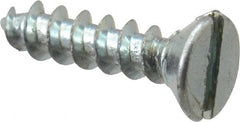 Value Collection - #2, 3/8" OAL, Slotted Drive, Flat Head Wood Screw - Zinc Plated Steel, Grade 2 - Exact Tooling