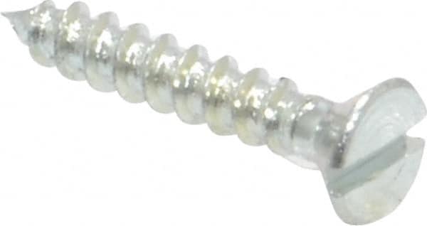 Value Collection - #2, 1/2" OAL, Slotted Drive, Flat Head Wood Screw - Zinc Plated Steel, Grade 2 - Exact Tooling