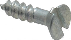Value Collection - #3, 3/8" OAL, Slotted Drive, Flat Head Wood Screw - Zinc Plated Steel, Grade 2 - Exact Tooling