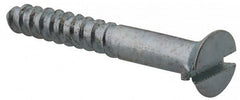 Value Collection - #4, 7/8" OAL, Slotted Drive, Flat Head Wood Screw - Zinc Plated Steel, Grade 2 - Exact Tooling