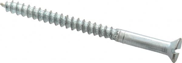 Value Collection - #4, 1-1/2" OAL, Slotted Drive, Flat Head Wood Screw - Zinc Plated Steel, Grade 2 - Exact Tooling
