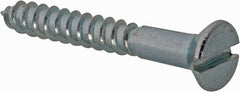 Value Collection - #5, 1" OAL, Slotted Drive, Flat Head Wood Screw - Zinc Plated Steel, Grade 2 - Exact Tooling