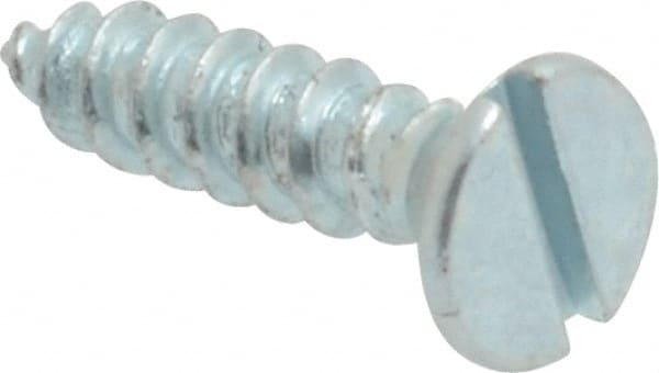 Value Collection - #6, 5/8" OAL, Slotted Drive, Flat Head Wood Screw - Zinc Plated Steel, Grade 2 - Exact Tooling